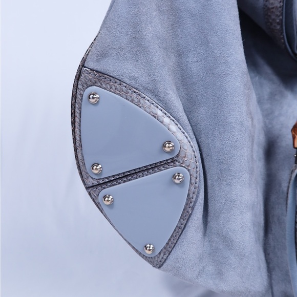 Vintage Gucci Indy Bag l large l Grey suede l Python - Picture 5 of 14